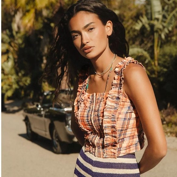 Anthropologie Verb Ruffled Plaid Tank - Picture 1 of 15